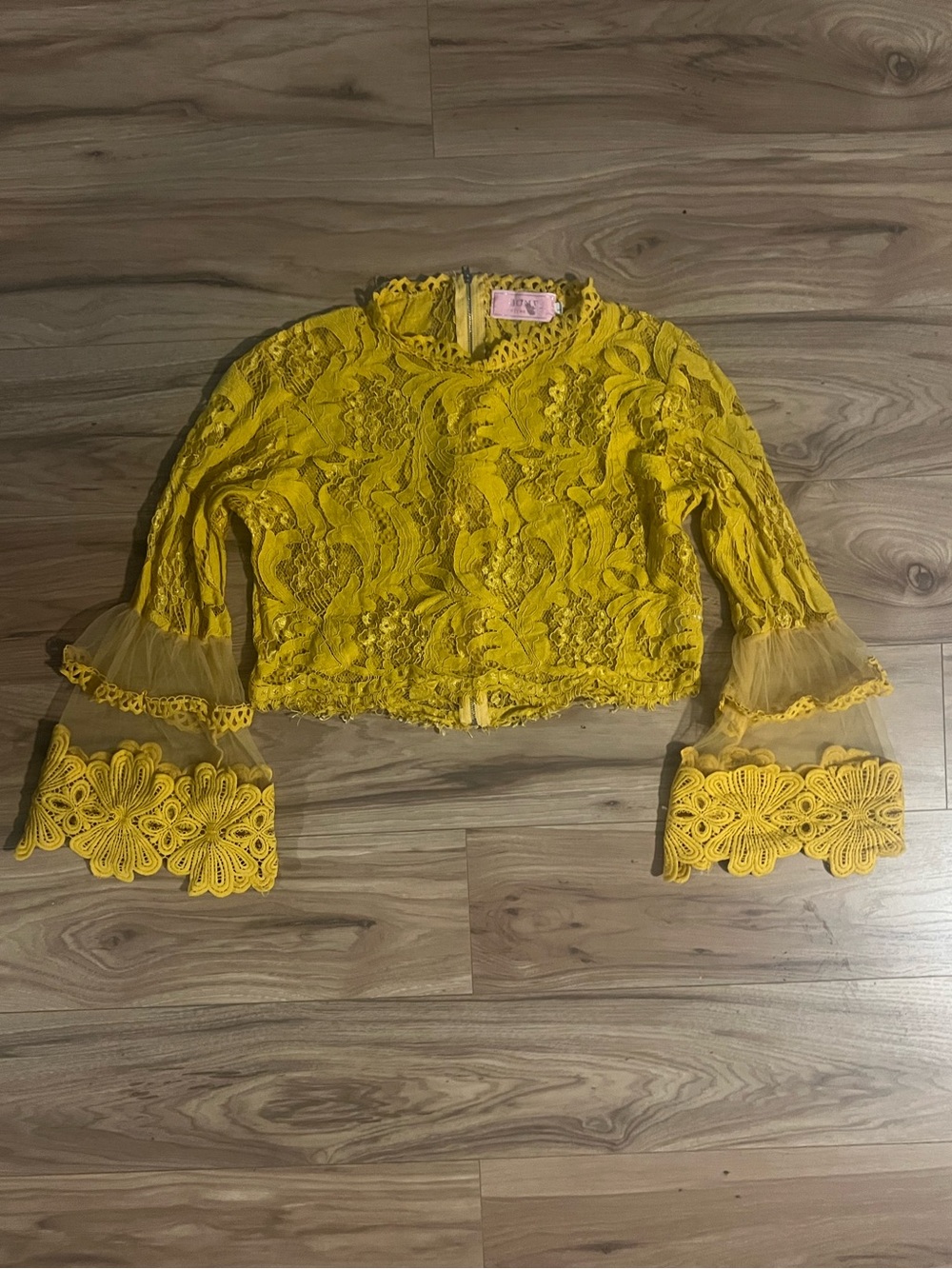 Bomy Collection Mustard Yellow Crochet Lace Top